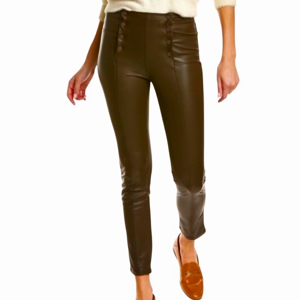 J.McLaughlin Womens 4 Faux Leather Sailor Pants High Rise Brown Hastings Skinny